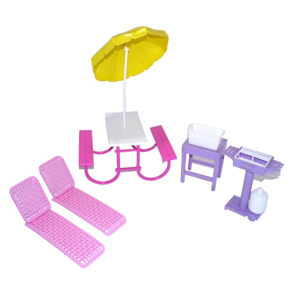 BARBIE 6+ piece BBQ Patio vintage plastic furniture for doll house MATTEL 1990